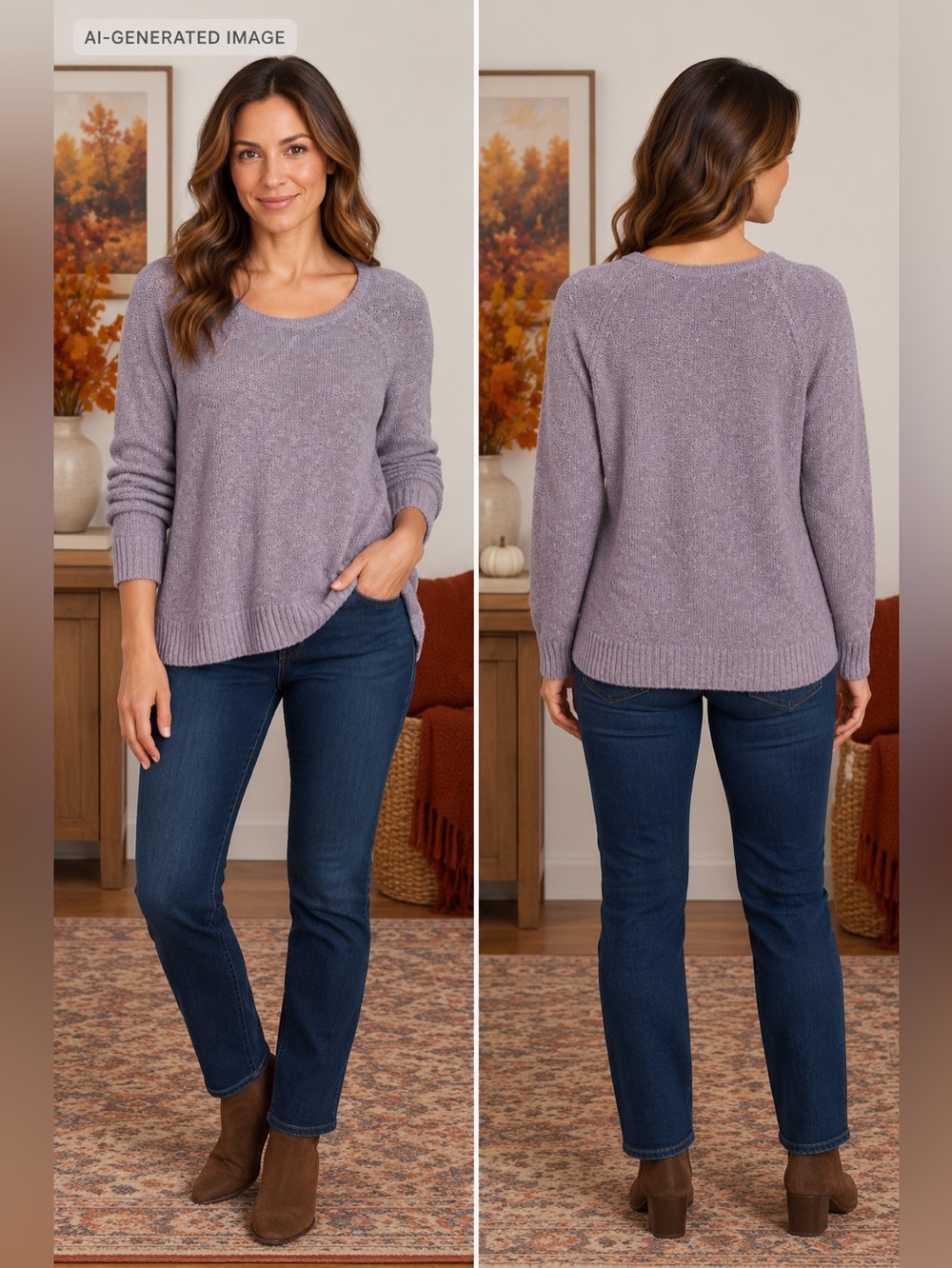 L.L. Bean Lavender-grey Scoop Neck Women's Sweater